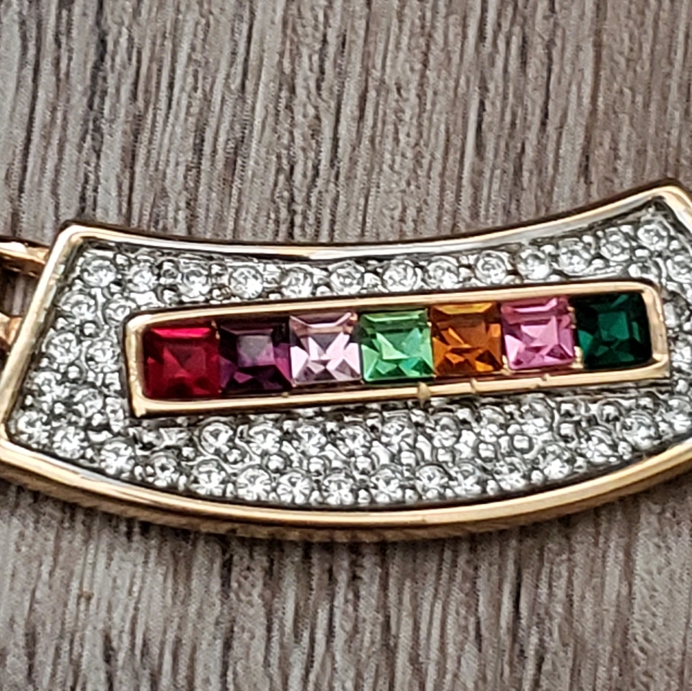 Lia Sophia Necklace Goldtone Chain Rhinestones